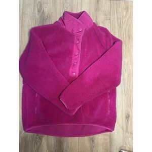 Women's Pink Lou & Grey Faux‎ Fur Fluffy Snap Closure Pullover Size Small